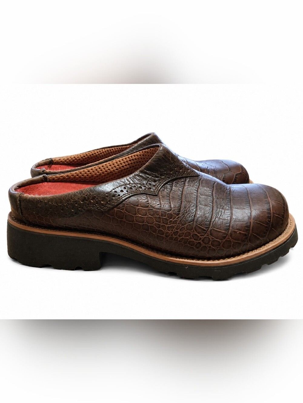 Twisted X Barn Burner Mule Clogs Women's Size 8 Brown Alligator Embossed Leather - Picture 6 of 15